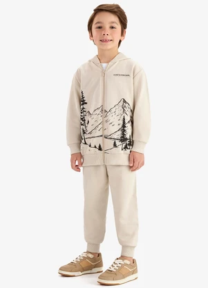 Rovi Kids - Conjunto Jaqueta Capuz e Calça Moletom Bege - ROVI KIDS