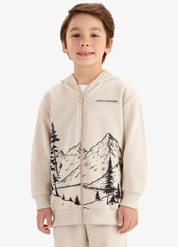 Rovi Kids - Conjunto Jaqueta Capuz e Calça Moletom Bege 4