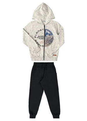 Marlan - Conjunto Jaqueta Capuz e Calça Moletom Cinza - MARLAN