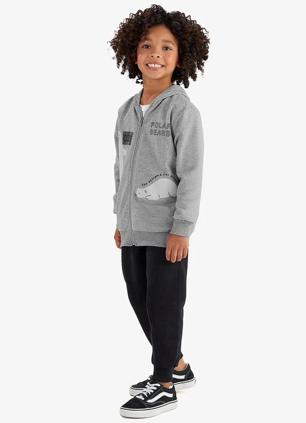 Rovi Kids - Conjunto Jaqueta Capuz e Calça Moletom Cinza 3
