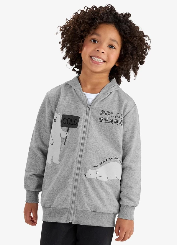 Rovi Kids - Conjunto Jaqueta Capuz e Calça Moletom Cinza 4