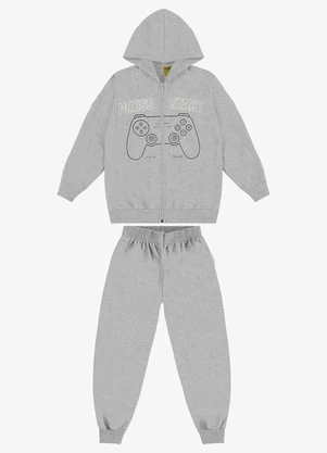 Rovi Kids - Conjunto Jaqueta Capuz e Calça Moletom Cinza - ROVI KIDS