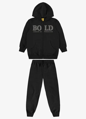 Rovi Kids - Conjunto Jaqueta Capuz e Calça Moletom Preto - ROVI KIDS