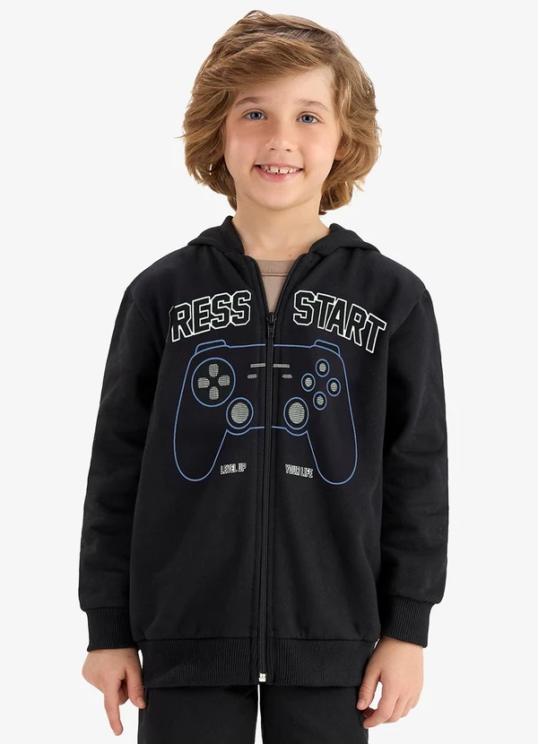 Rovi Kids - Conjunto Jaqueta Capuz e Calça Moletom Preto 4