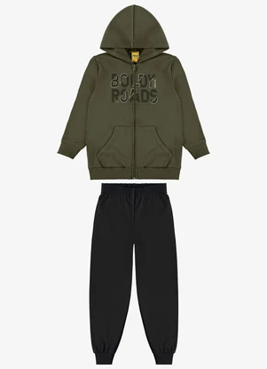 Rovi Kids - Conjunto Jaqueta Capuz e Calça Moletom Verde - ROVI KIDS