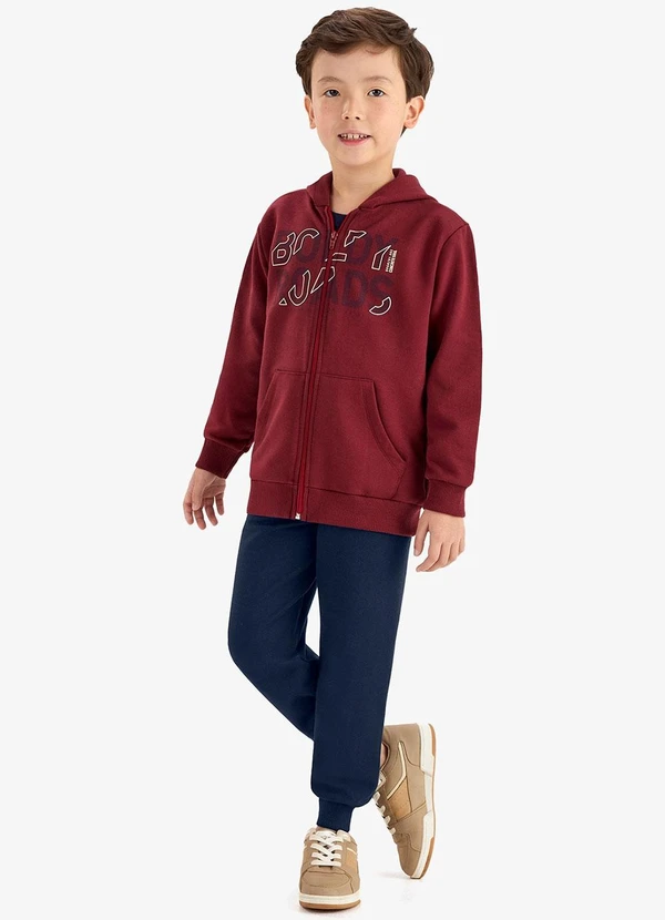 Rovi Kids - Conjunto Jaqueta Capuz e Calça Moletom Vermelho