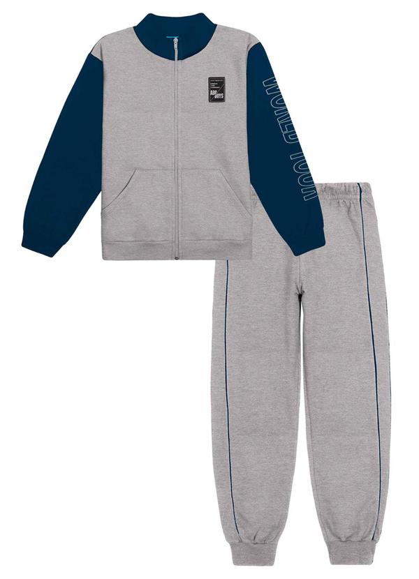 Abrange - Conjunto Jaqueta Color Block e Calça Cinza