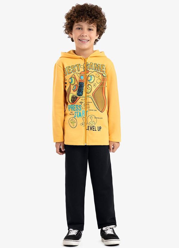 Rovi Kids - Conjunto Jaqueta com Capuz e Calça Amarelo
