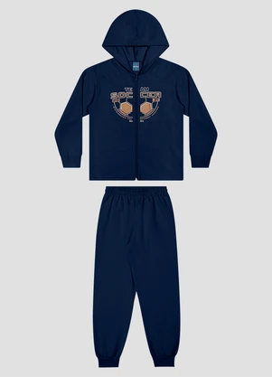 Reirex - Conjunto Jaqueta com Capuz e Calça Azul - REIREX