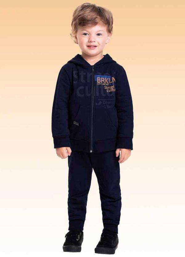 Fakini Kids - Conjunto Jaqueta com Capuz e Calça Azul