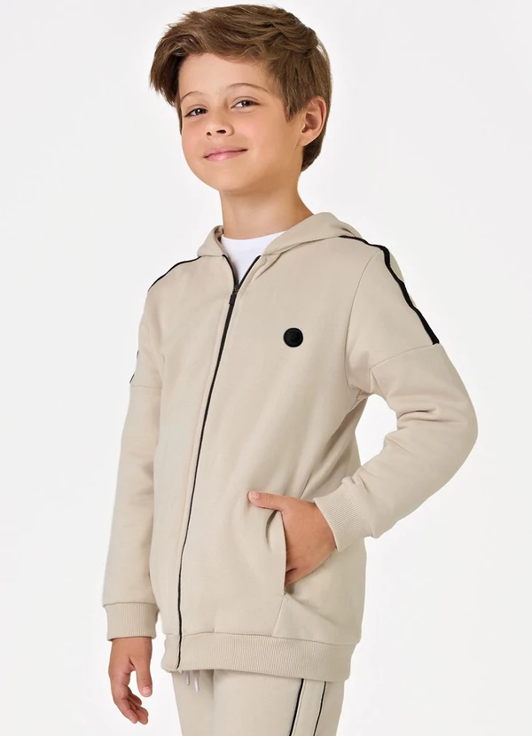 Trick Nick - Conjunto Jaqueta com Capuz e Calça Bege 3