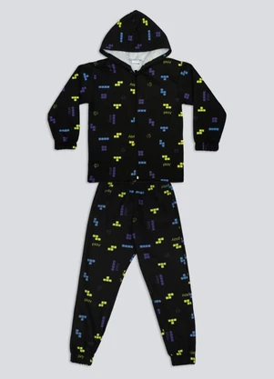 Fakini Kids - Conjunto Jaqueta com Capuz e Calca Estampado - FAKINI KIDS