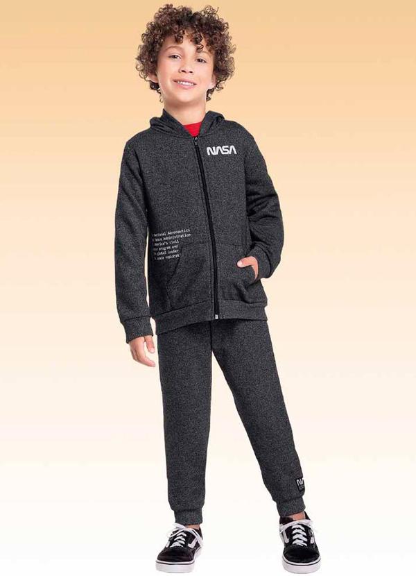Fakini Kids - Conjunto Jaqueta com Capuz e Calça Nasa Preto