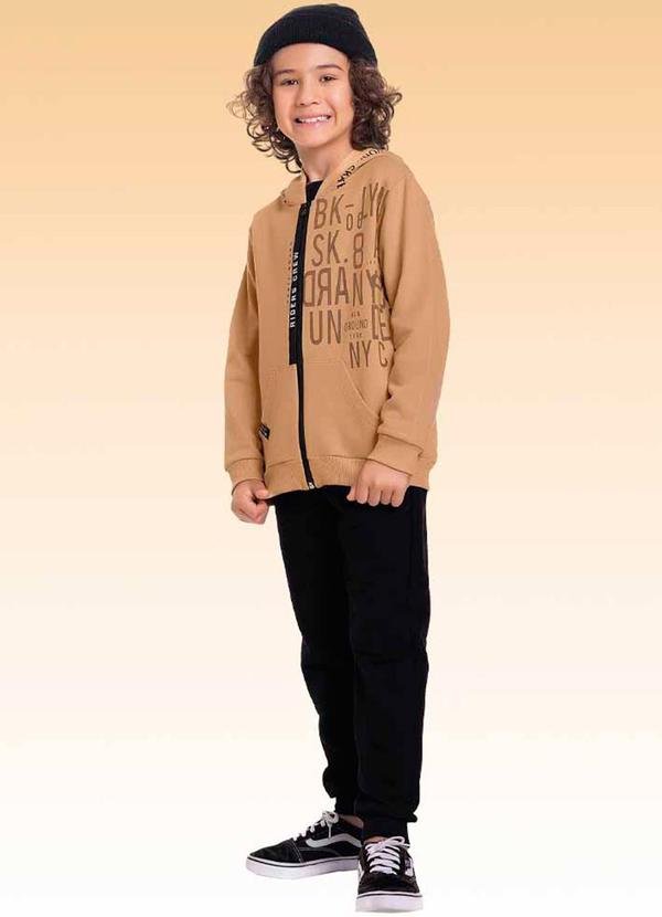 Fakini Kids - Conjunto Jaqueta com Capuz e Calça Preto