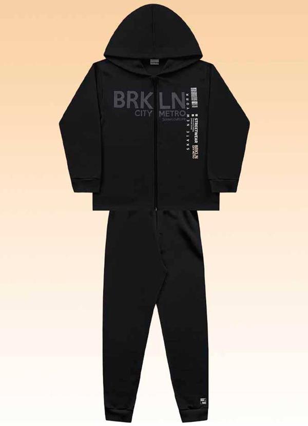 Fakini Kids - Conjunto Jaqueta com Capuz e Calça Preto