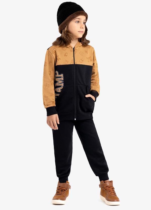 Rovi Kids - Conjunto Jaqueta com Capuz e Calça Preto