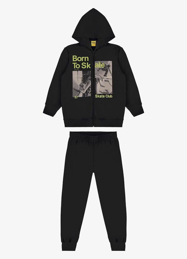 Rovi Kids - Conjunto Jaqueta com Capuz e Calça Preto