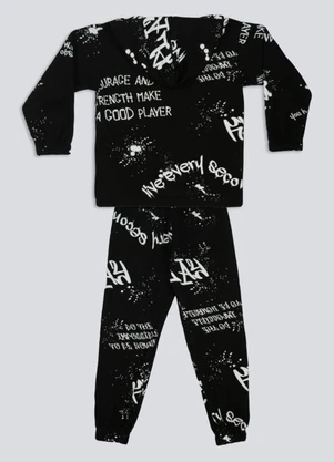 Fakini Kids - Conjunto Jaqueta com Capuz e Calca Preto - FAKINI KIDS