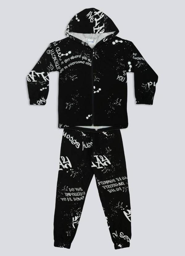 Fakini Kids - Conjunto Jaqueta com Capuz e Calca Preto