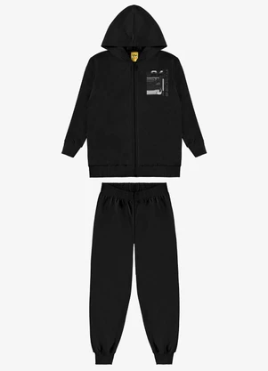 Rovi Kids - Conjunto Jaqueta com Capuz e Calça Preto - ROVI KIDS