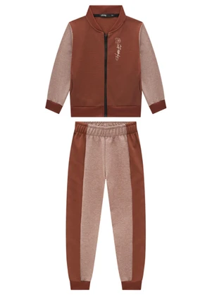 Ioluig - Conjunto Jaqueta e Calça em Malha Jeans Marrom - IOLUIG