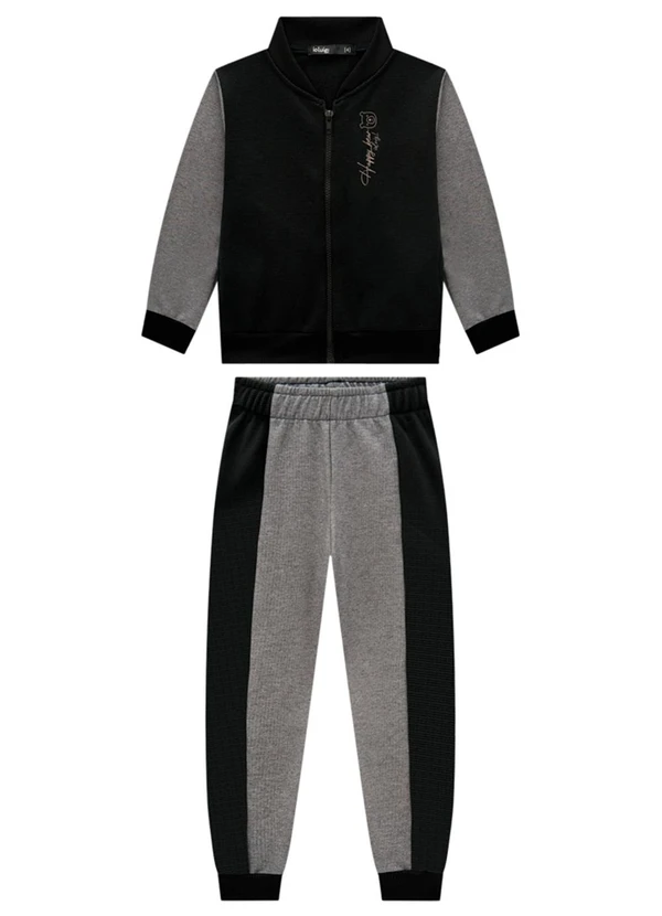 Ioluig - Conjunto Jaqueta e Calça em Malha Jeans Preto 2