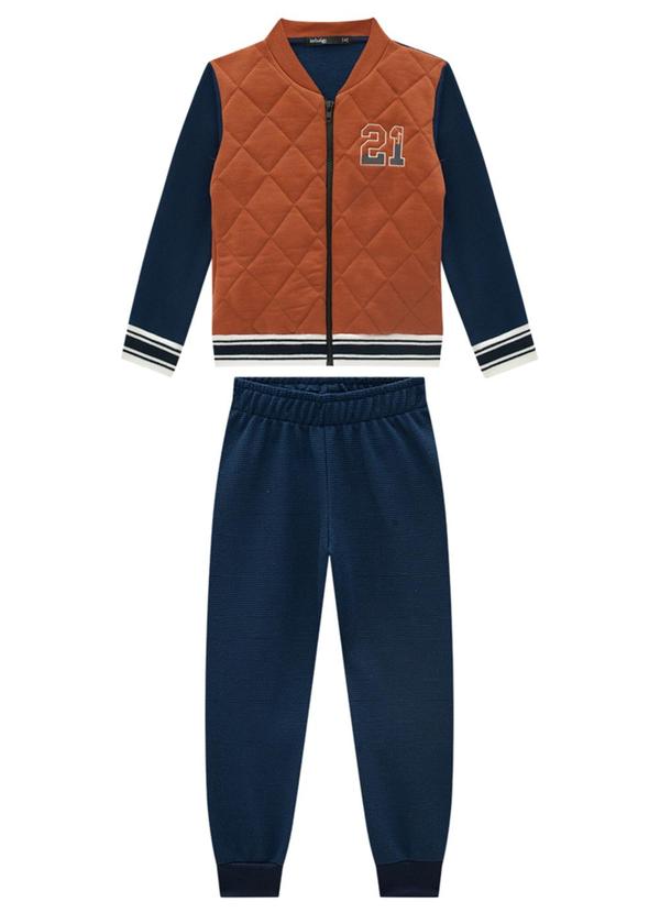 Ioluig - Conjunto Jaqueta e Calça em Malha Tricot Marrom