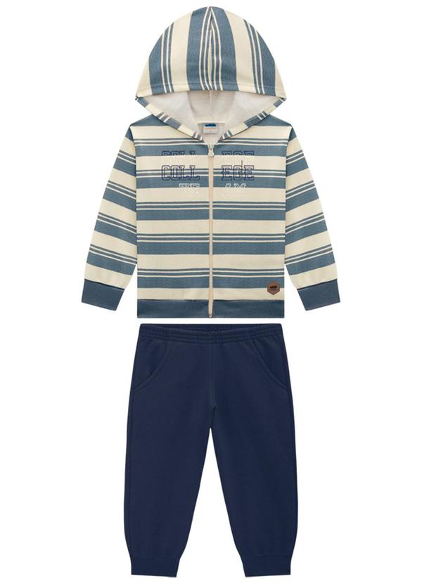 Marlan - Conjunto Jaqueta e Calça em Moletom Felpado Azul