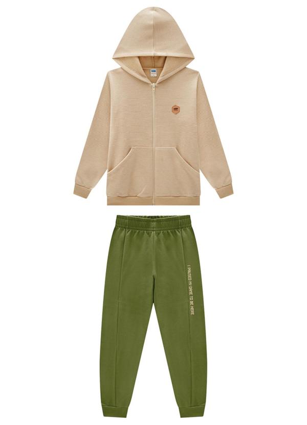 Marlan - Conjunto Jaqueta e Calça em Moletom Felpado Bege