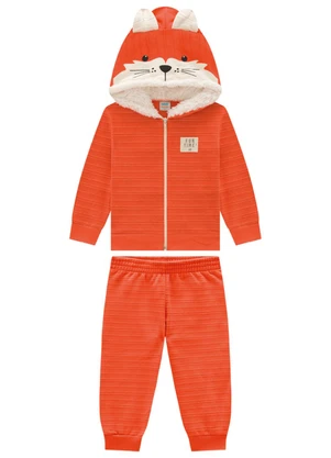 Marlan - Conjunto Jaqueta e Calça em Moletom Laranja - MARLAN