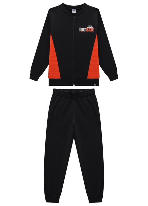 Marlan - Conjunto Jaqueta e Calça em Moletom Preto
