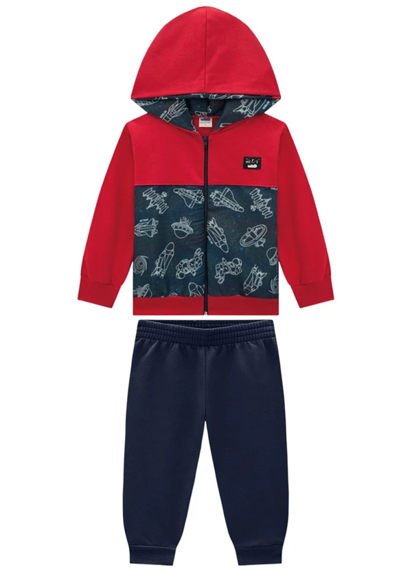 Marlan - Conjunto Jaqueta e Calça em Moletom Vermelho 2