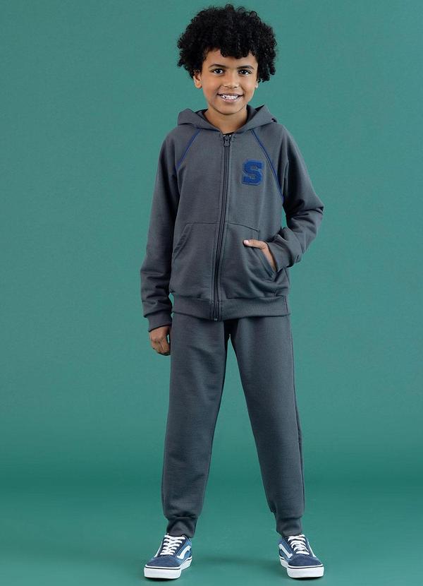 Conjunto Jaqueta e Calça Infantil Cinza Chumbo - Soft Bonni
