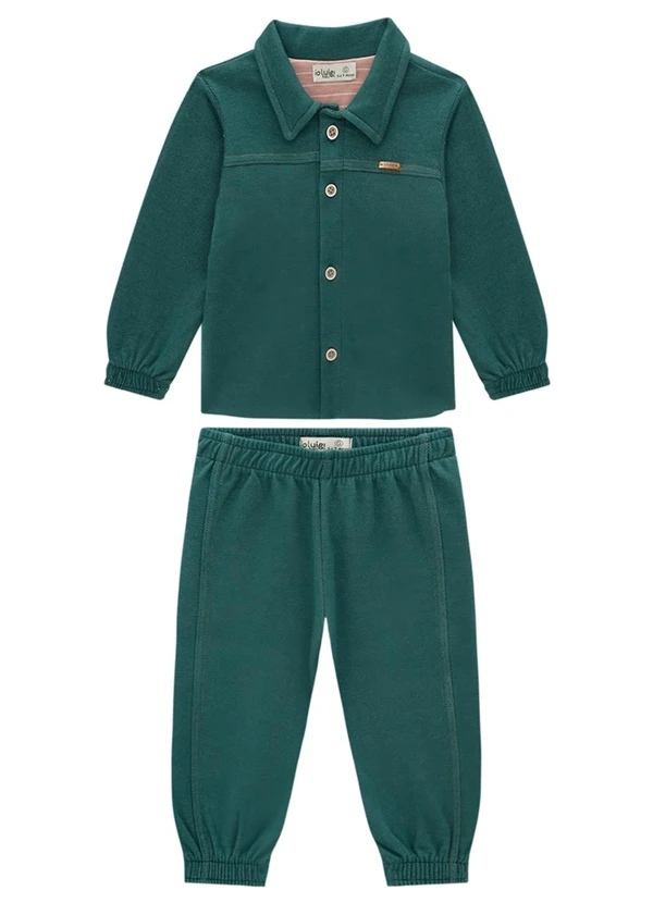 Ioluig - Conjunto Jaqueta e Calça Malha Alfaiataria Verde