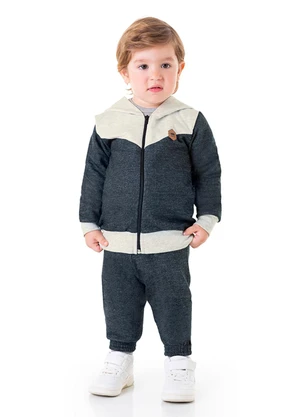 Marlan - Conjunto Jaqueta e Calça Moletom Jeans Cinza - MARLAN