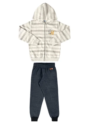 Marlan - Conjunto Jaqueta e Calça Moletom Jeans Cinza - MARLAN