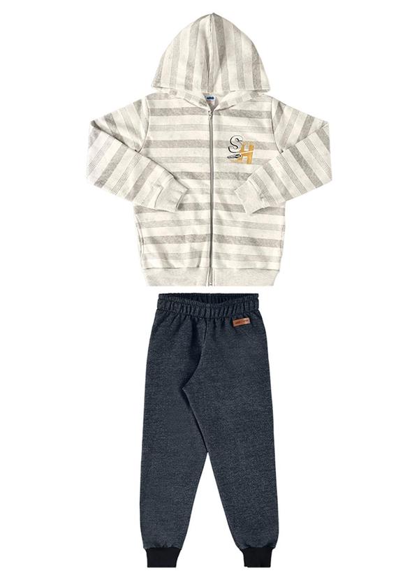 Marlan - Conjunto Jaqueta e Calça Moletom Jeans Cinza