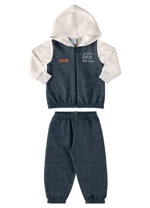 Marlan - Conjunto Jaqueta e Calça Moletom Jeans Preto - MARLAN