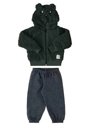 Marlan - Conjunto Jaqueta e Calça Moletom Jeans Verde - MARLAN