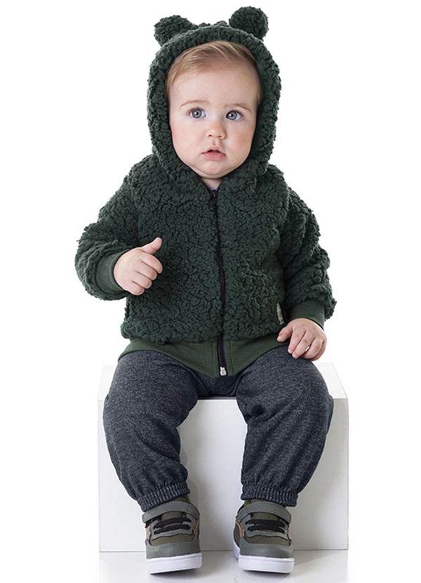 Marlan - Conjunto Jaqueta e Calça Moletom Jeans Verde 1