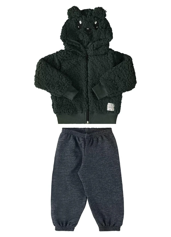 Marlan - Conjunto Jaqueta e Calça Moletom Jeans Verde 2