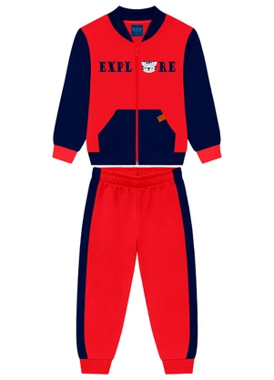 Ddk - Conjunto Jaqueta e Calça Moletom Vermelho - DDK