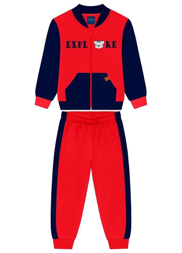 Ddk - Conjunto Jaqueta e Calça Moletom Vermelho