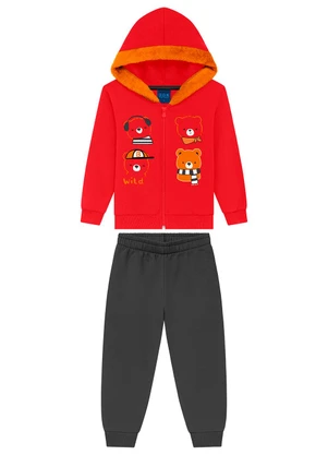 Ddk - Conjunto Jaqueta e Calça Moletom Vermelho - DDK