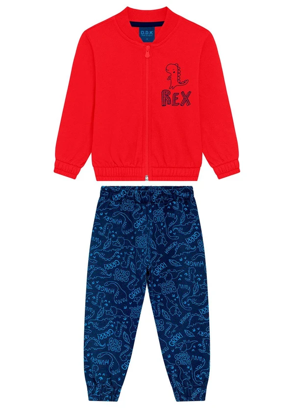 Ddk - Conjunto Jaqueta e Calça Moletom Vermelho