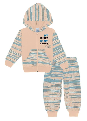 Abrange - Conjunto Jaqueta e Calça Riscado Baby Bege - ABRANGE