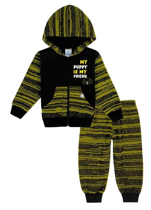 Abrange - Conjunto Jaqueta e Calça Riscado Baby Preto - ABRANGE