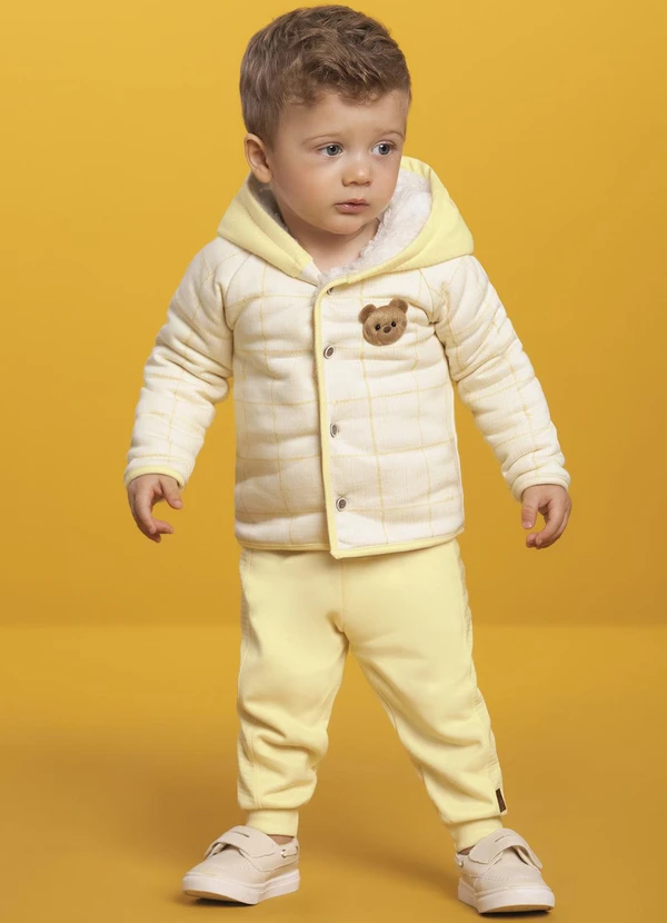 Ioluig - Conjunto Jaqueta Grid e Calça Amarelo 1