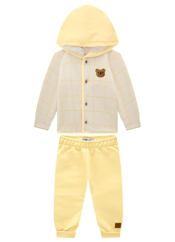 Ioluig - Conjunto Jaqueta Grid e Calça Amarelo 2