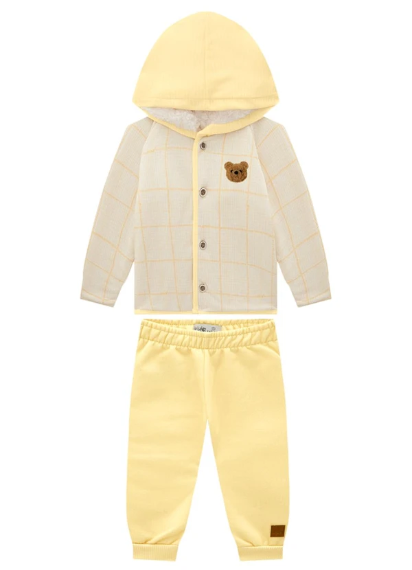Ioluig - Conjunto Jaqueta Grid e Calça Amarelo 2